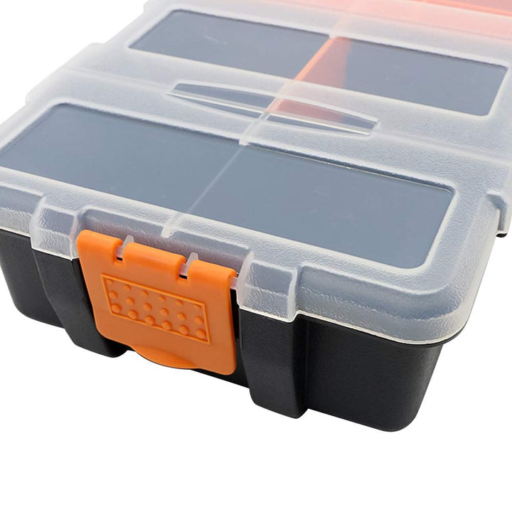 Small Tool Parts Box, Plastic Tool Storage Case, Home Hardware Organizer with Removable Dividers, Small Toolbox for Nails, Screws, Nuts and Bolts, 10-Compartment