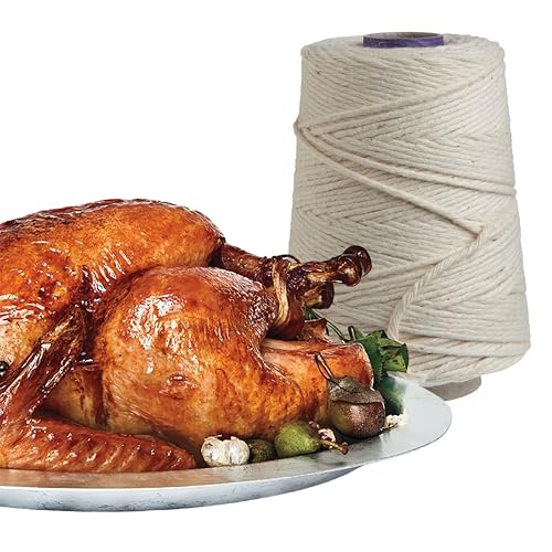 Butchers Cooking Twine, Heavy Duty, 500ft,16 Ply, 2.4mm, Food-Safe Cotton Kitchen String for Turkey Trussing, Meat Prep, Crafting, Natural, Pack of 1