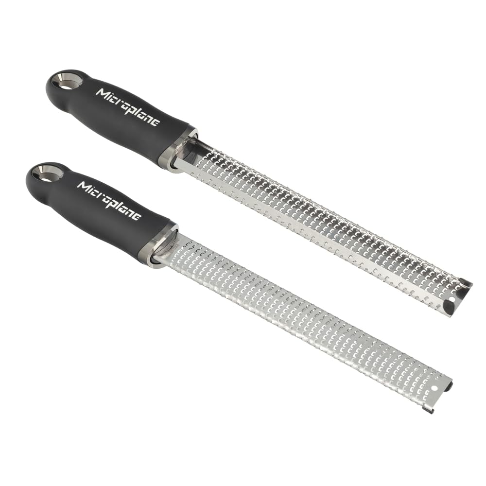 Premium Classic Series Zester Grater, 18/8, Black - Lemon Zester & Cheese Grater & Vegetable Grater - Citrus, Parmesan Cheese, Garlic, Ginger, Nutmeg, Chocolate - Stainless Steel Grater