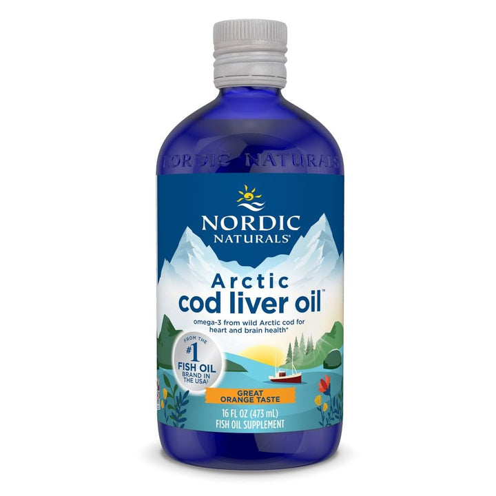 Arctic Cod Liver Oil, Orange - 16 oz - 1060 mg Total Omega-3s with EPA &amp; DHA - Heart &amp; Brain Health, Healthy Immunity, Overall Wellness - Non-GMO - 96 Servings