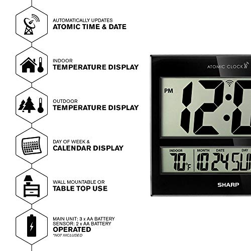 Sharp Atomic Clock - Never Needs Setting! - Jumbo 3 Eas