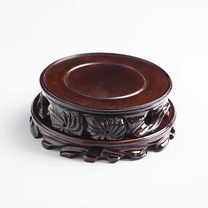 GOLDY&amp;WENDY Wooden Rosewood Carved Base Chinese Vase Buddha Statue Stone Plant Display Stand Large Round Craft Collection Pedestal