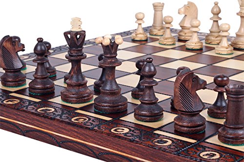 Beautiful Handcrafted Wooden Chess Set with Board and Chess Pieces - Gift idea Products (16inch (40 cm)), 1-2 players