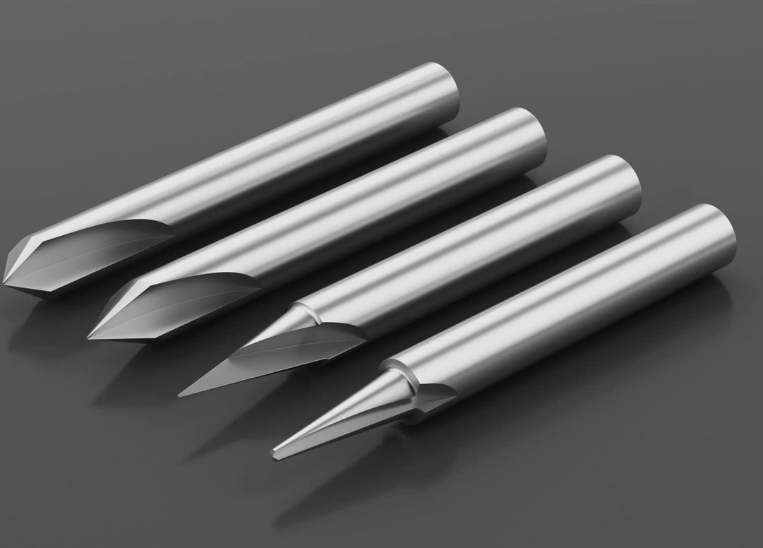 Engraving Bit 15, 20, 60, 90 Degree CNC Wood Carving Router Bit Set Marking Conical Engraving Router Tool , 2 Flutes Tungsten Steel Straight CNC V-bit 1/4 Inch Shank