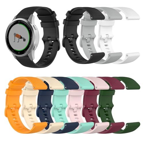 Bands Compatible with Garmin Vivoactive 4S/Vivomove 3S/ Venu 2S/Venu 3S Band Silicone Quick Release Straps 18MM Replacement Wristband (10 Colors)