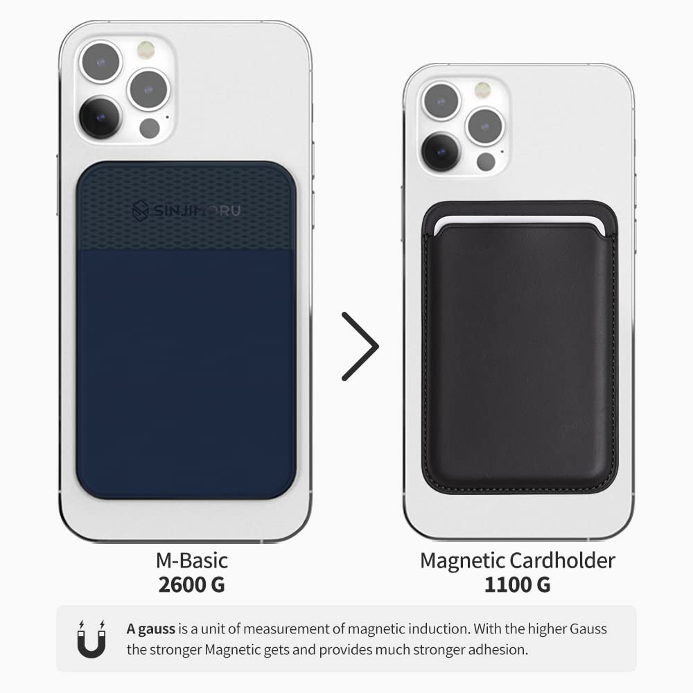 Magnetic Mobile Phone Card Holder for MagSafe, Credit Card Holder, Mobile Phone Wallet, Compatible with MagSafe Accessories, Magnetic Card Holder for iPhone 12, 13 &amp; 14 Series, M-Basic Black