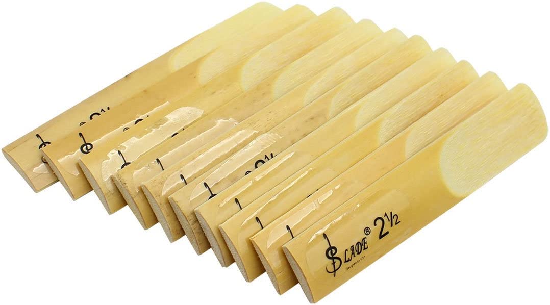 10pcs Alto Sax Saxophone Reeds 2.5 Reed, Alto bE Saxophone Reeds Lade Bamboo 2-1/2 Reed Strength 2.5 for Clarinet, Soprano or Alto Sax