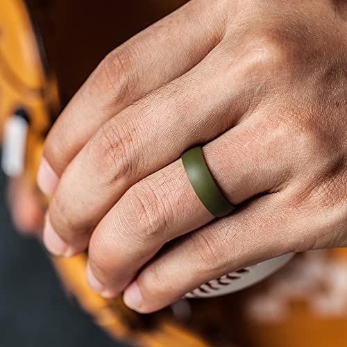 Unisex Silicone Wedding Rings, Rubber Engagement Bands 6mm Wide 1.65mm Thick - 1/2/3/4/5/6/7 Variety Multipack (Pack I - Size 9.5-10 (20.20mm))