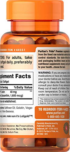 Puritan&#39;s Lutigold Lutein 40mg Zeaxanthin 1600 