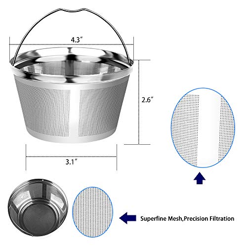 8-12 Cup Reusable Basket Permanent Coffee Filter, Perfect Fit 8-12 Cup Mr Coffee, Black &amp; Decker, BUNN, Cuisinart and Hamilton Beach Basket-Style Coffee Maker Filters (Black &amp; Decker Coffee Filter)