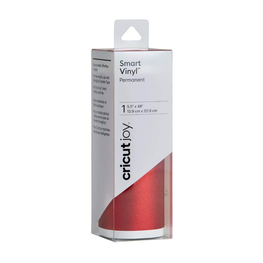 Smart Permanent Vinyl (5.5in x 48in, Shimmer Red) for Joy machine - matless cutting for shapes up to 4ft, & repeated cuts up to 20ft