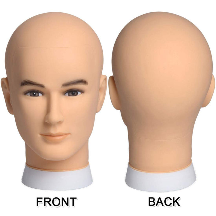 Bald Mannequin Head Male Wig Head Professional Cosmetology for Wig Making and Display Hat Helmet Glasses or Masks Display Head Model with Free Clamp Stand