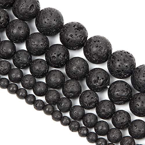 45pcs 8mm Volcanic Rock Black Lava Natural Stone Beads for Jewelry Making,Energy Stone Healing Power,Enjoy DIY Fun