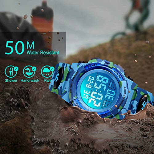 Boys Watches Ages 4-15, Kids Camouflage Digital Sports Waterproof Outdoor Analog Electronic Watches with Alarm Stopwatch, Children Birthday Presents Gifts Toys for Age 4-12 Year Old Boys Girls