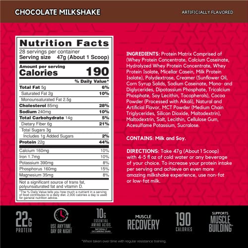 SYNTHA-6 Whey Protein Powder with Micellar Casein, Milk Isolate, Chocolate Milkshake, 28 Servings (Packaging May Vary) Chocolate
