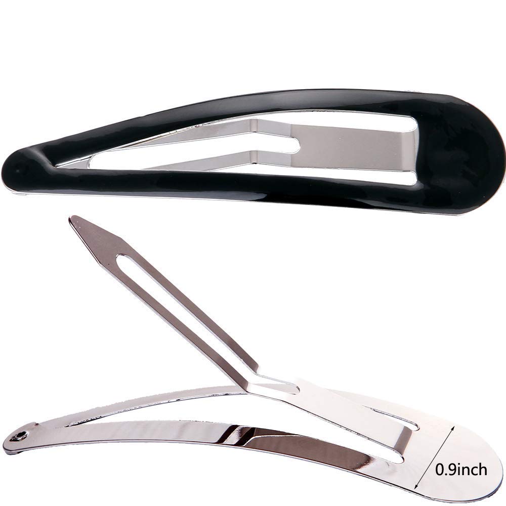 Pack of 10 Large Metal Stoving Varnish Hair Snap Clips,3.5 inch Long No-slip Hair Clips Barrettes For Women and Girls (Black)