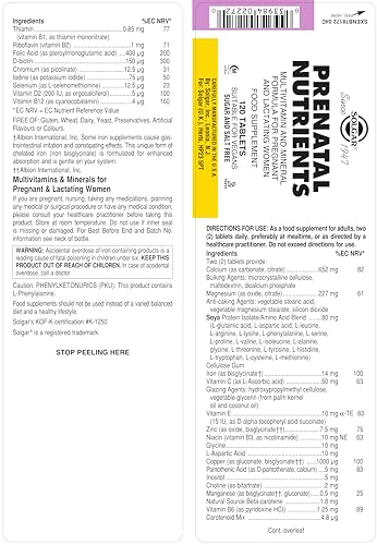 Solgar Prenatal Nutrients - 120 Tablets - Multivitamin 