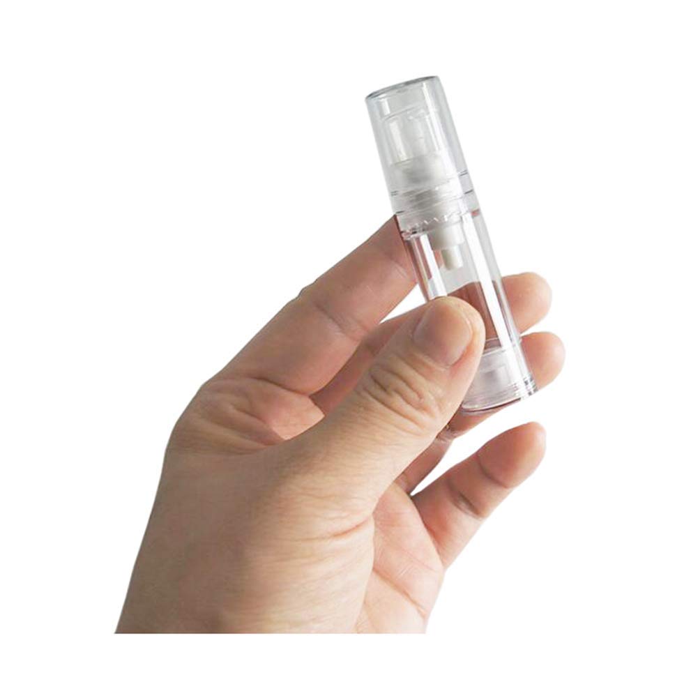 12Pcs Transparent Airless Pump Press Bottle Portable Plastic Vacuum Bottle Empty Refillable Sample Travel Container Jars Vials Pots Makeup Holder for Lotion Essence Emulsion Foundation (5ml/0.17oz)