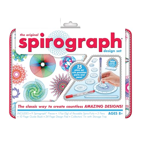 Design Set Collectors Tin – Arts and Crafts, Kids Toys, Art Supplies, Craft Supplies, Drawing Kit, Spiral Art, Classic Gear Design Kit, Pens, Design Sheet Included, Ages 8 and Up