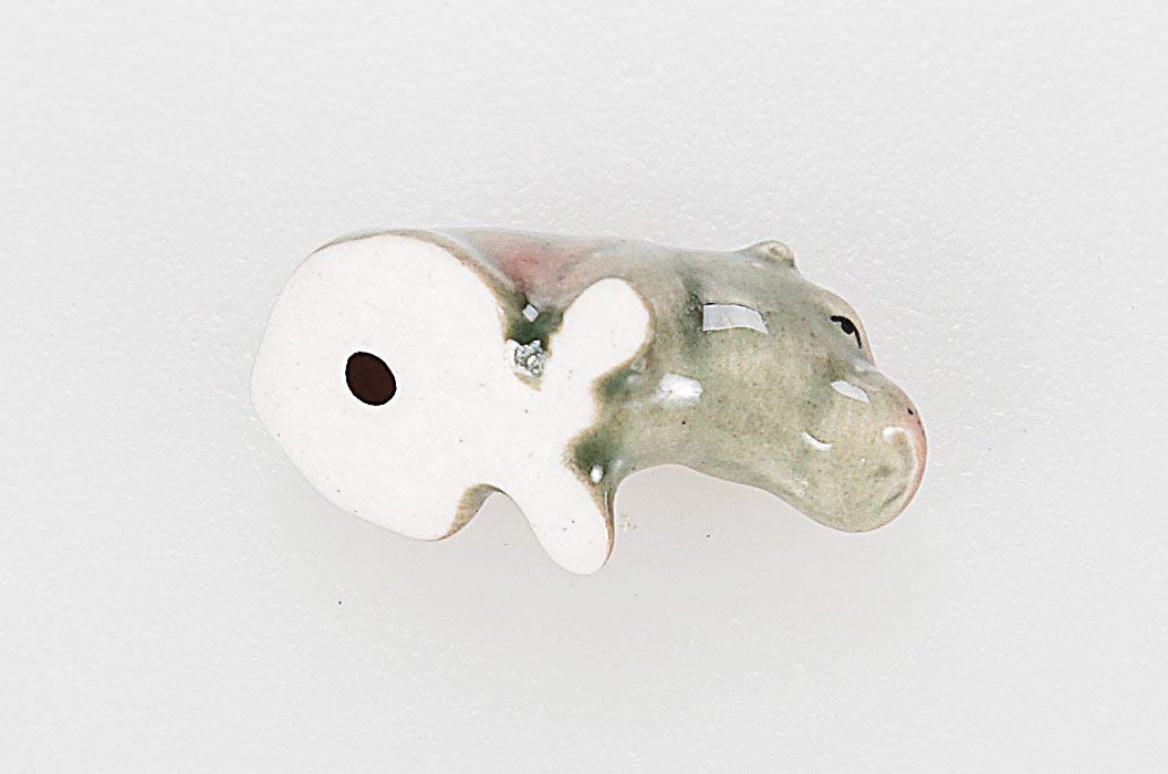 Tiny 1¼ Gray Sitting Hippopotamus Figurine - Miniature Hand Made Painted Ceramic Hippo African Aquatic Mammal Wildlife Animals Cute Porcelain Decorative Collectible Figures Décor Gifts