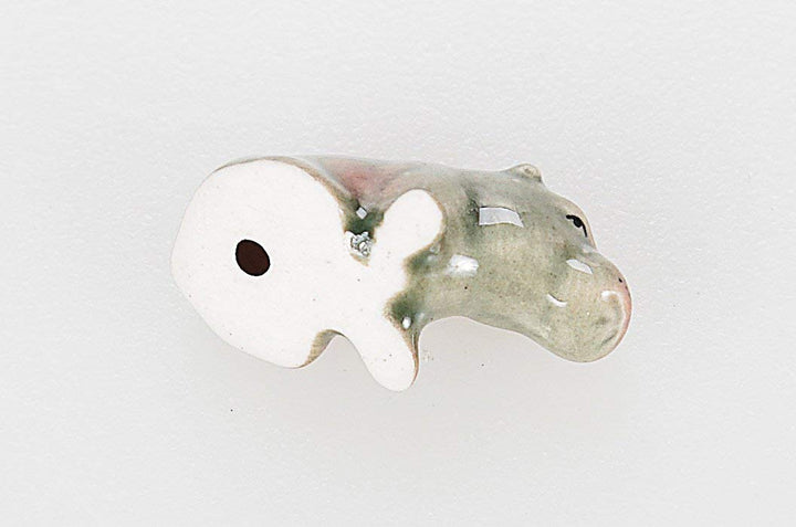 Tiny 1¼ Gray Sitting Hippopotamus Figurine - Miniature Hand Made Painted Ceramic Hippo African Aquatic Mammal Wildlife Animals Cute Porcelain Decorative Collectible Figures Décor Gifts