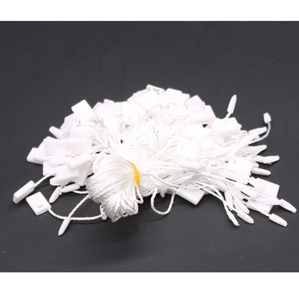 7 1000 Pcs Hang Tag Nylon White String Snap Lock Pin Loop Fastener Hook Ties White Hang Tag String with Push Locker String Snap Lock White Tag Strings