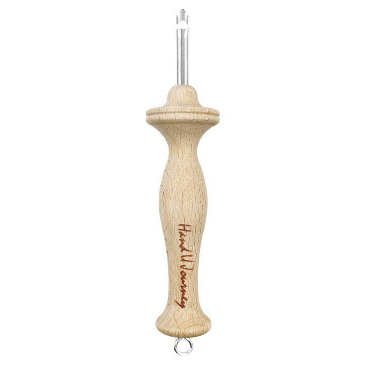 Hand U Journey 10# Regular Size Beech Wood Handle Punch Needle Rug Hooking Tool with Oxford Open-Side Design
