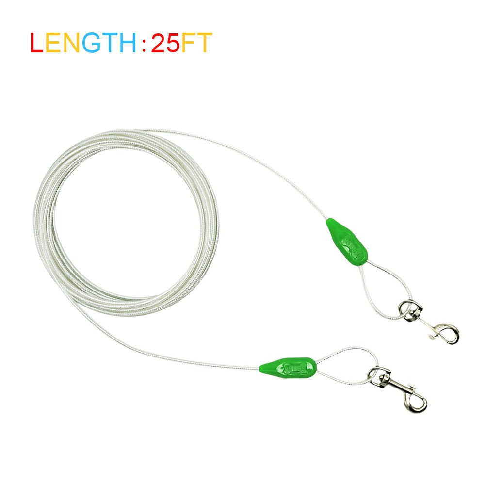 25ft Reflective Tie-Out Cable for Small Dogs Up to 35 Pounds