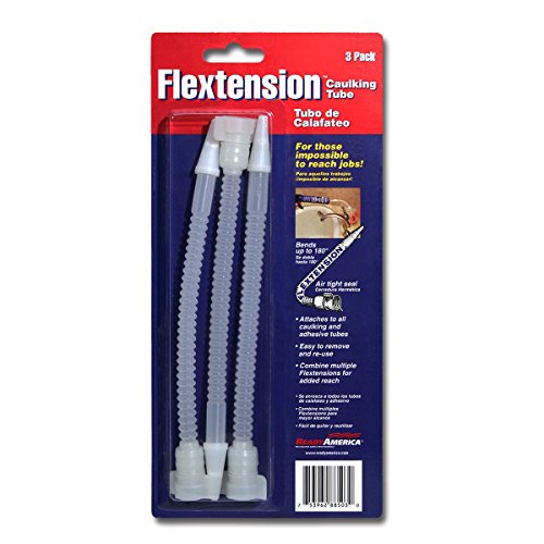 Flextension Caulking Tube Tip, Reusable and Removable Caulk Gun Nozzles for Hard to Reach Areas, Bends up to 180 Degrees, Caulking Tips, 3- Count (Pack of 1)