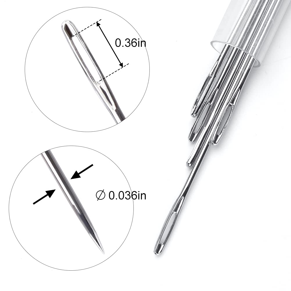 Long Sewing Needles, 5 Sizes - 3.5/3.9/4.9/5.9/6.9&#39;&#39;, Stitching Needles, Large-Eye Hand Quilting Needles, Hand Sewing Needles for Thick Cushion, Sofa, Curtain, Carpet, Act Crafts