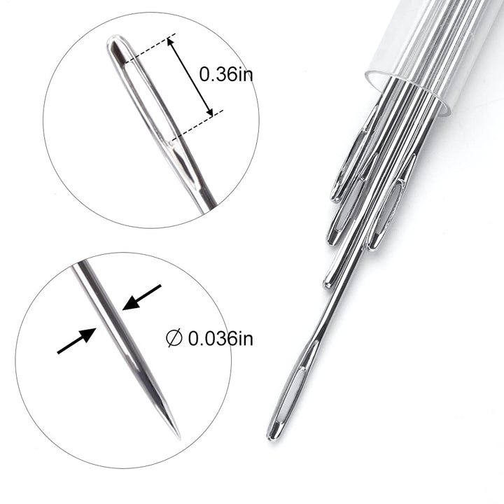 Long Sewing Needles, 5 Sizes - 3.5/3.9/4.9/5.9/6.9&#39;&#39;, Stitching Needles, Large-Eye Hand Quilting Needles, Hand Sewing Needles for Thick Cushion, Sofa, Curtain, Carpet, Act Crafts