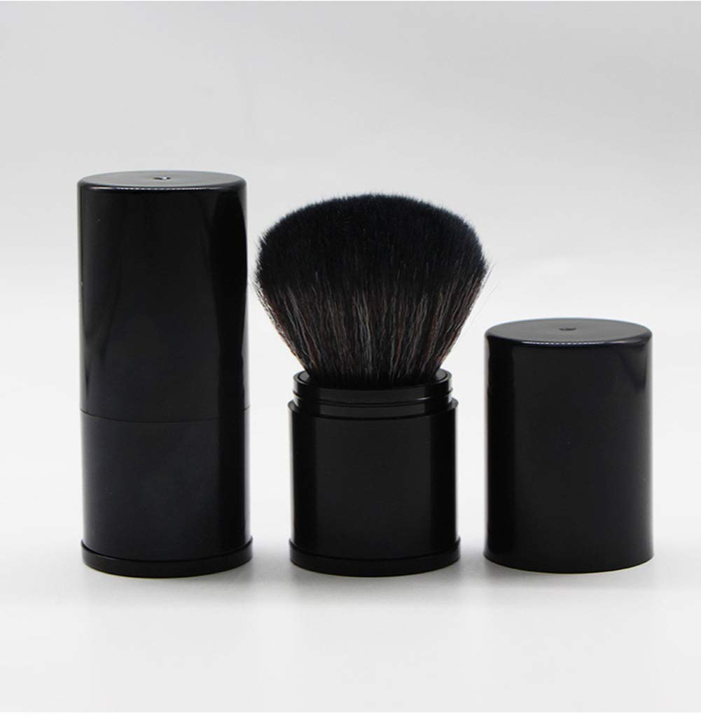 1 Pack Extensible Make-up Brush 2 Color Black/Pink Contour Brush Portable Blush Brush Advanced Foundation Brush Travel Set Make-up Tool (Black)