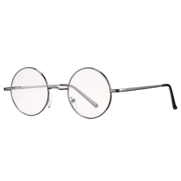 Vintage Round Clear Glasses Small Metal Frame Non Prescription Lens Eyeglasses (Gunmetal)