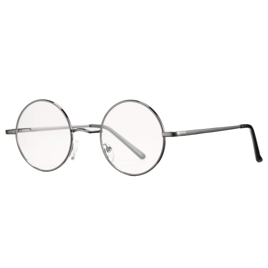 Vintage Round Clear Glasses Small Metal Frame Non Prescription Lens Eyeglasses (Gunmetal)