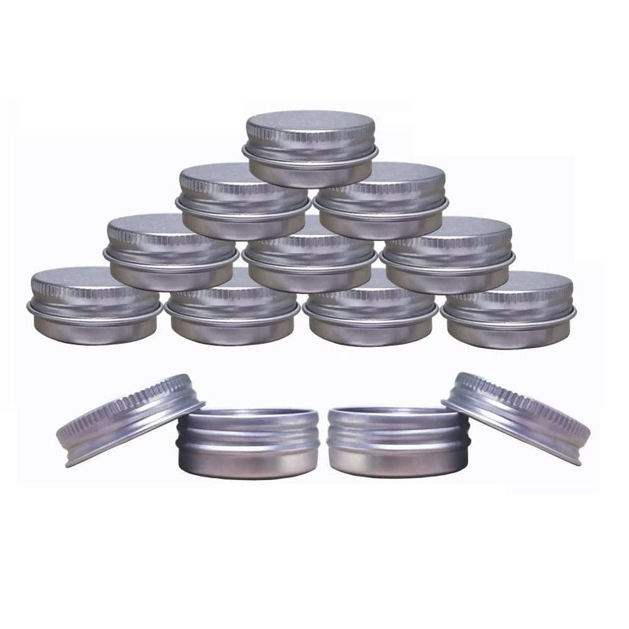12 Pack.5 Oz/15Ml: Aluminum Tin Jars, Cosmetic Sample Metal Tins Empty Container Bulk, Round Pot Screw Cap Lid, Small Ounce for Candle, Lip Balm, Salve, Make Up, Eye Shadow, Po