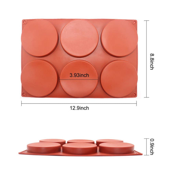 6-Cavity Large Cake Molds Silicone Round Disc Resin Coa