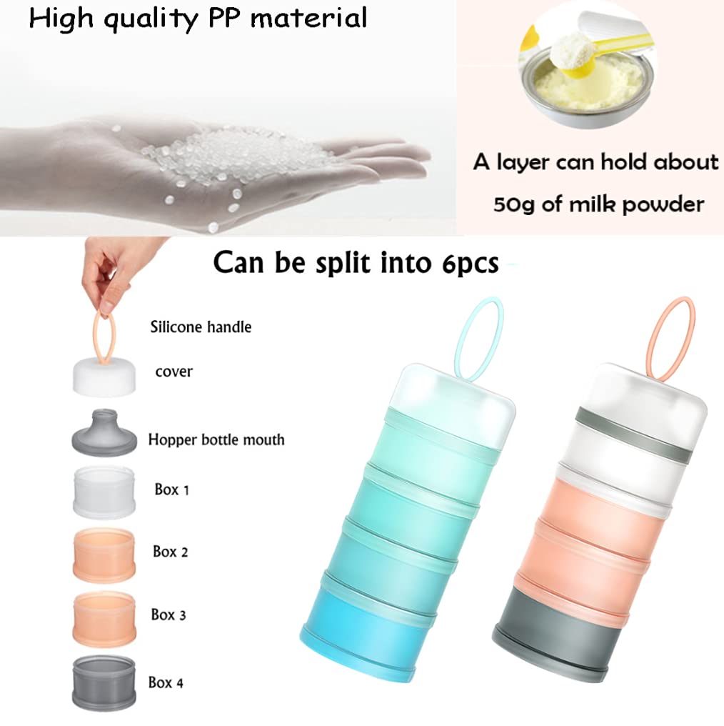 BJLIIO 4-Piece Twist Lock Snack Storage Container, Non-Spil Portable and Stackable Storage Travel Container for Protein Powder Formula Nuts and Fruit, BPA Free Durable Plastic Snack Containers