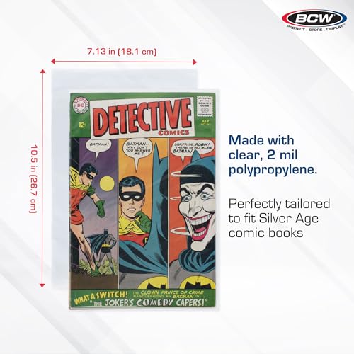 Resealable Silver Age Comic Bags - 100 ct, Protection for Silver Age Comic Books | 7 1/8 x 10 1/2 inches Comic Collection Storage Comic Books Bags