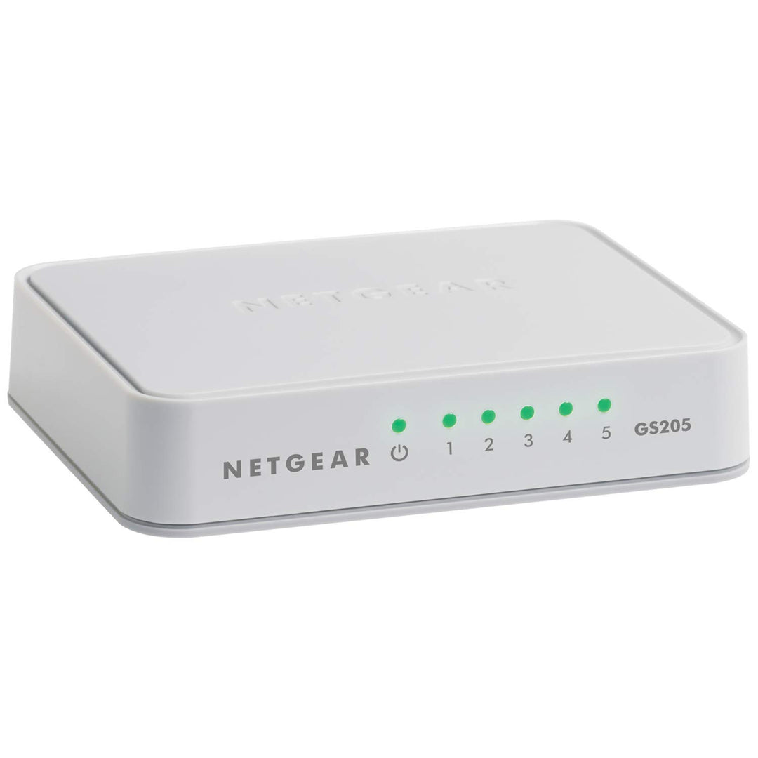 Netgear GS205-100PAS 5-Port Gigabit Ethernet Unmanaged Switch, Desktop, 10/100/1000Mbps (GS205)