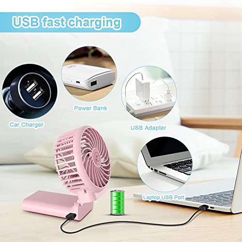 Mini Handheld Fan, Personal Foldable USB Fan with Led Digital Display, Quiet Small Desk Fan with 4 Speed, Rechargeable Battery Operated Portable Handheld Fan for Office Outdoor Sport Home Traveling