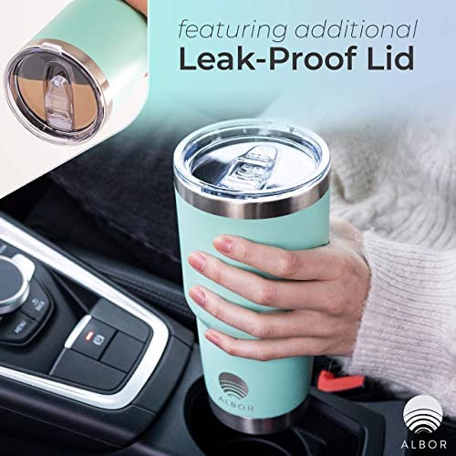 20 oz Insulated Coffee Tumbler With Lid and Straw, Insulated Water Bottle, Stainless Steel Tumbler, Leak Proof Water Bottle, Travel Coffee Mug (Mint, 20 oz)