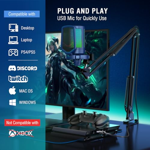 FIFINE USB Gaming Streaming Recording PC Microphone Kit