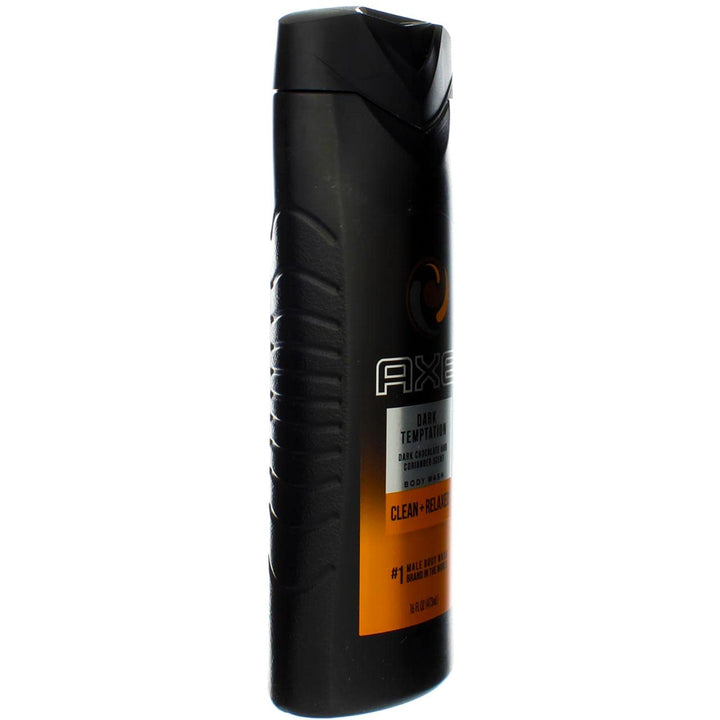 AXE Body Wash 12h Refreshing Scent Dark Temptation Dark Chocolate Men's Body Wash with 100 percent Plant-Based Moisturizers 16 oz