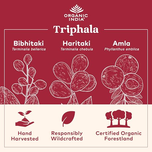 Organic India Triphala - Herbal Supplement with Amla, Bibhitaki, Haritaki, Digestion & Colon Support, Immune System Support, Adaptogen, Vegan, USDA Certified Organic - 1 lb Bag