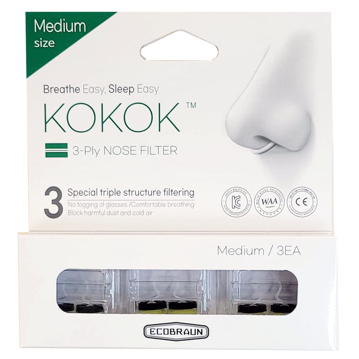 KOKOK 3-Ply Nose Filter Reusable Breathable Nasal Plugs