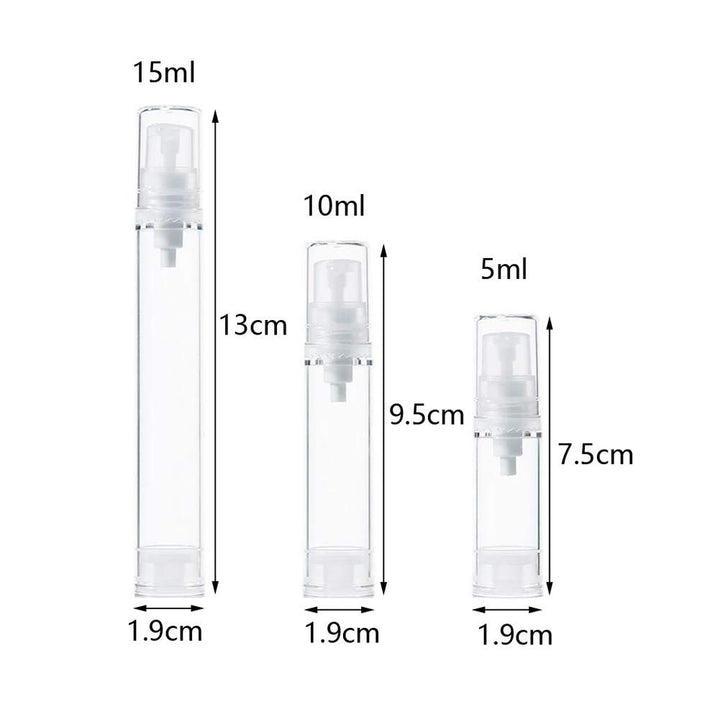 12Pcs Transparent Airless Pump Press Bottle Portable Plastic Vacuum Bottle Empty Refillable Sample Travel Container Jars Vials Pots Makeup Holder for Lotion Essence Emulsion Foundation (5ml/0.17oz)
