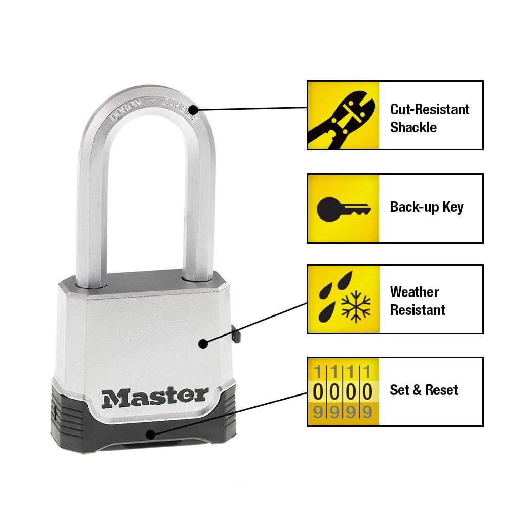 M176XDLH Heavy Duty Outdoor Set Your Own Combination Lock, 1 Pack, Silver