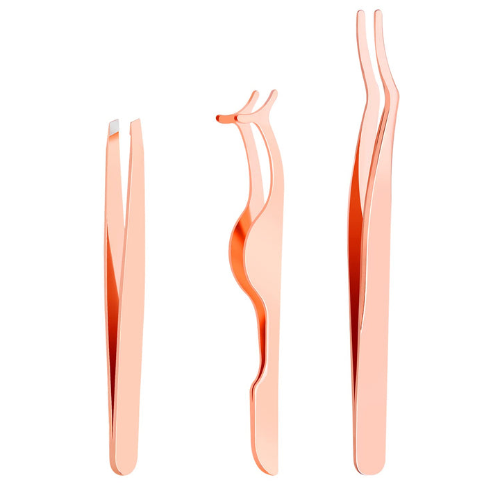 3 Pieces Eyelash Applicator Tool,False Eyelashes Applicator - Eyelashes Curlers - Curved Eyelash Curler(Rose Gold)