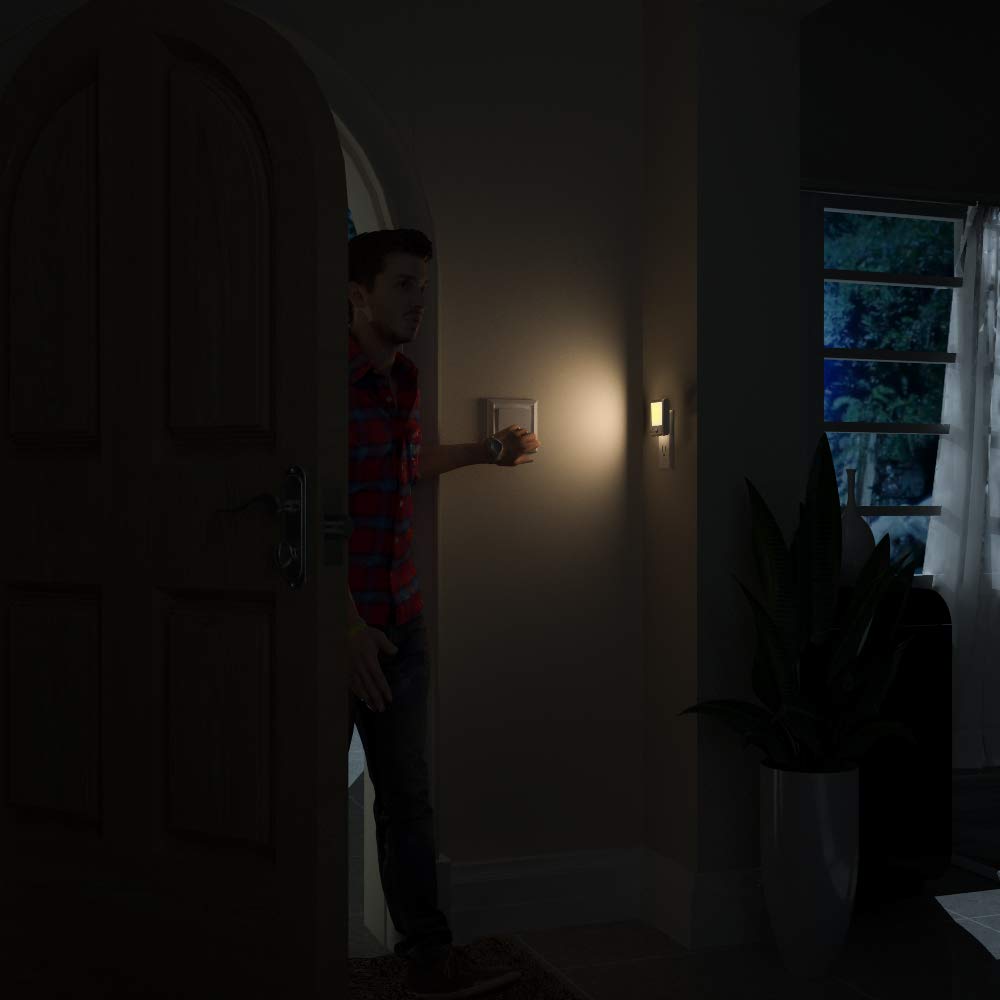 Plug in Motion Sensor Lights with Adjustable Brightness,Warm White Motion Activated Led Night Light for Hallway, Stair, Corridor, Kitchen, Living Room, Garage, Basement, Utility Room,2 Pack
