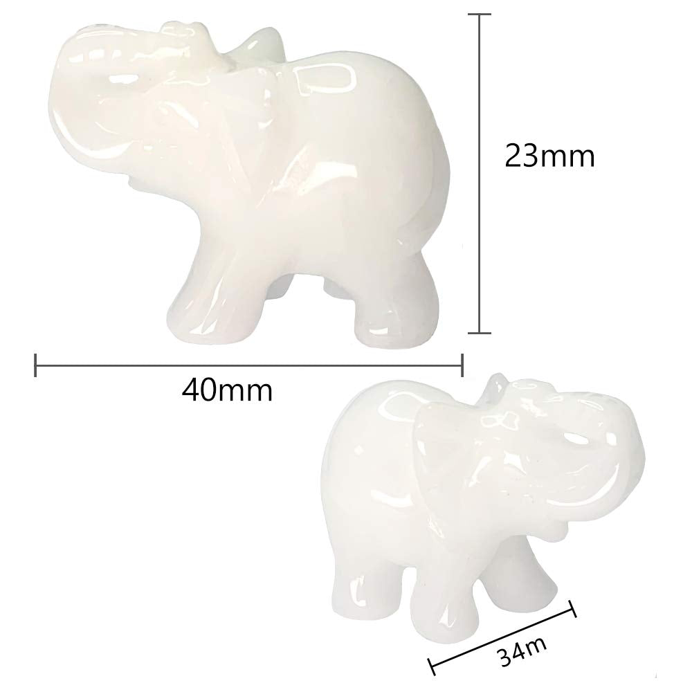 White Jade Elephant Figurines Hand Carved Pocket Statue Healing Crystals Good Luck for Home Decor 1.5 inches